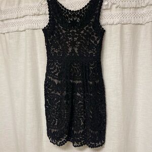 Anthropologie Yoana Baraschi sheer Lace Dress 100% Silk Size  0